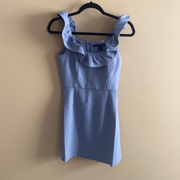 Anabelle Blue dress with ruffle neckline - Picture 1 of 4